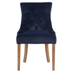 Juego de 4 sillas de comedor Aberdeen en terciopelo azul claro antiguo