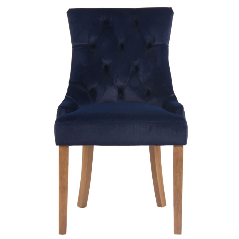 Juego de 4 sillas de comedor Aberdeen en terciopelo azul claro antiguo Juego de 4 sillas de comedor Aberdeen en terciopelo azul claro antiguo