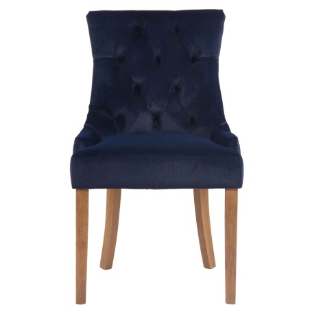 Juego de 4 sillas de comedor Aberdeen en terciopelo azul claro antiguo