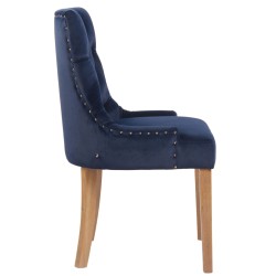 Juego de 4 sillas de comedor Aberdeen en terciopelo azul claro antiguo Juego de 4 sillas de comedor Aberdeen en terciopelo azul claro antiguo