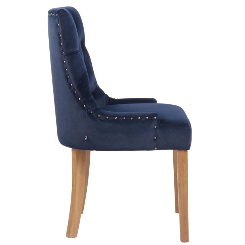 Juego de 4 sillas de comedor Aberdeen en terciopelo azul claro antiguo Juego de 4 sillas de comedor Aberdeen en terciopelo azul claro antiguo