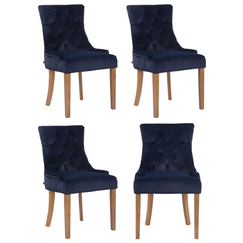 Juego de 4 sillas de comedor Aberdeen en terciopelo azul claro antiguo Juego de 4 sillas de comedor Aberdeen en terciopelo azul claro antiguo
