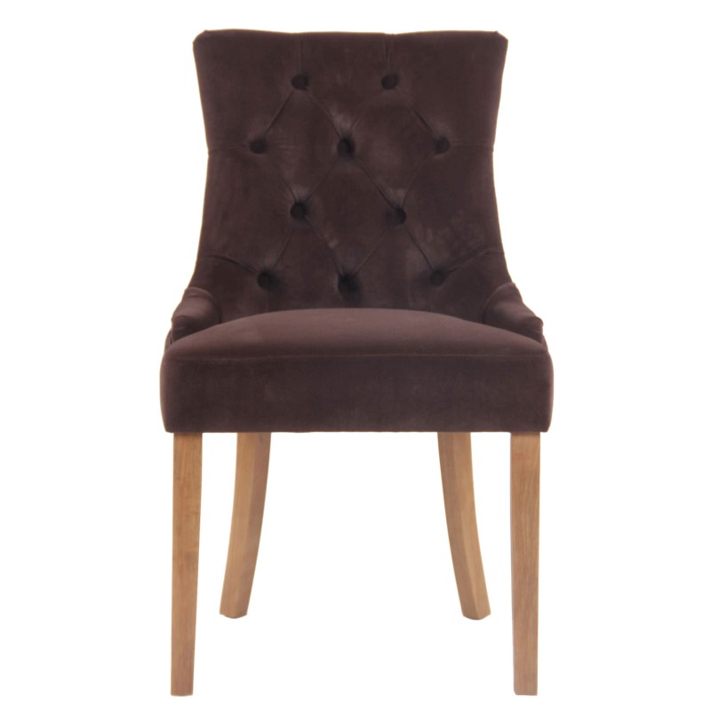 Juego de 4 sillas de comedor Aberdeen de terciopelo en marrón claro antiguo Juego de 4 sillas de comedor Aberdeen de terciopelo en marrón claro antiguo