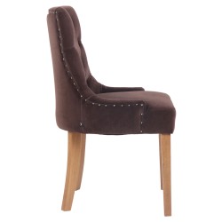 Juego de 4 sillas de comedor Aberdeen de terciopelo en marrón claro antiguo Juego de 4 sillas de comedor Aberdeen de terciopelo en marrón claro antiguo
