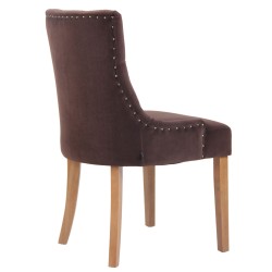 Juego de 4 sillas de comedor Aberdeen de terciopelo en marrón claro antiguo Juego de 4 sillas de comedor Aberdeen de terciopelo en marrón claro antiguo