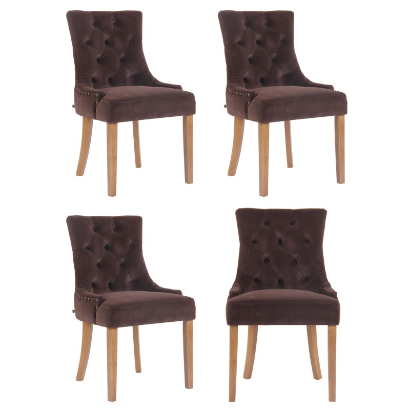 Juego de 4 sillas de comedor Aberdeen de terciopelo en marrón claro antiguo Juego de 4 sillas de comedor Aberdeen de terciopelo en marrón claro antiguo