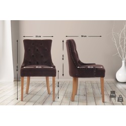 Juego de 4 sillas de comedor Aberdeen de terciopelo en marrón claro antiguo Juego de 4 sillas de comedor Aberdeen de terciopelo en marrón claro antiguo
