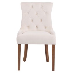 Juego de 4 sillas de comedor Aberdeen en terciopelo crema claro antiguo