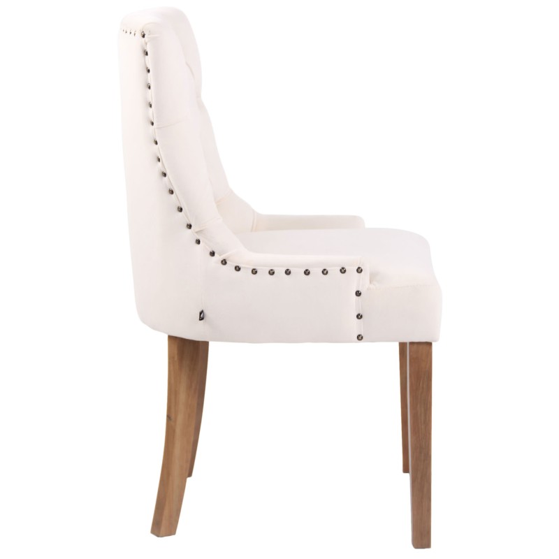 Juego de 4 sillas de comedor Aberdeen en terciopelo crema claro antiguo