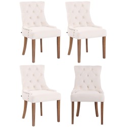 Juego de 4 sillas de comedor Aberdeen en terciopelo crema claro antiguo Juego de 4 sillas de comedor Aberdeen en terciopelo crema claro antiguo