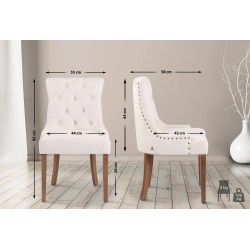 Juego de 4 sillas de comedor Aberdeen en terciopelo crema claro antiguo Juego de 4 sillas de comedor Aberdeen en terciopelo crema claro antiguo
