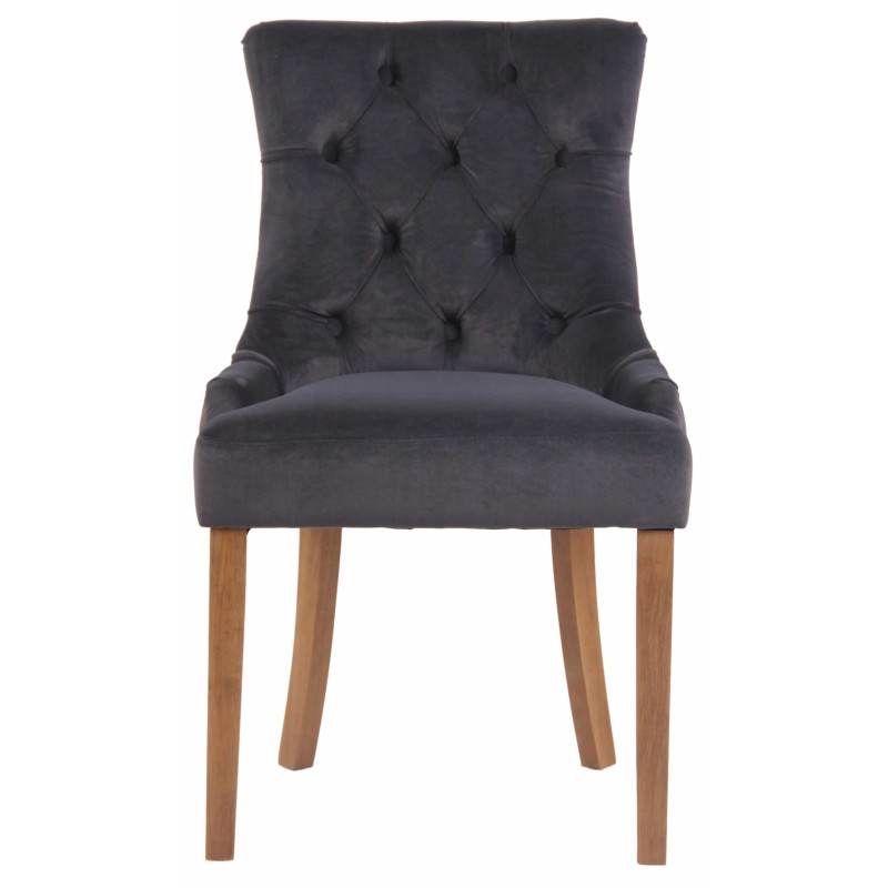 Juego de 4 sillas de comedor Aberdeen de terciopelo en gris claro oscuro antiguo Juego de 4 sillas de comedor Aberdeen de terciopelo en gris claro oscuro antiguo