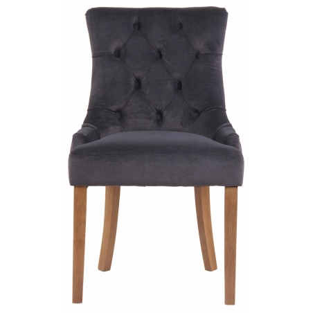 Juego de 4 sillas de comedor Aberdeen de terciopelo en gris claro oscuro antiguo