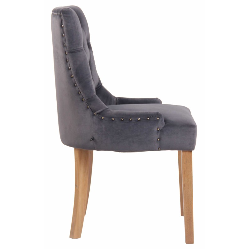 Juego de 4 sillas de comedor Aberdeen de terciopelo en gris claro oscuro antiguo Juego de 4 sillas de comedor Aberdeen de terciopelo en gris claro oscuro antiguo