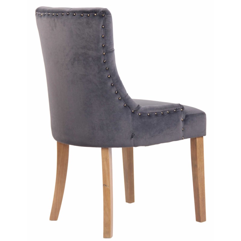 Juego de 4 sillas de comedor Aberdeen de terciopelo en gris claro oscuro antiguo Juego de 4 sillas de comedor Aberdeen de terciopelo en gris claro oscuro antiguo