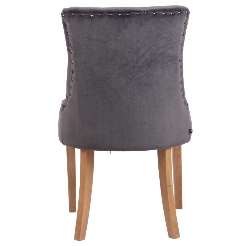 Juego de 4 sillas de comedor Aberdeen de terciopelo en gris claro oscuro antiguo Juego de 4 sillas de comedor Aberdeen de terciopelo en gris claro oscuro antiguo