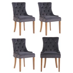 Juego de 4 sillas de comedor Aberdeen de terciopelo en gris claro oscuro antiguo Juego de 4 sillas de comedor Aberdeen de terciopelo en gris claro oscuro antiguo