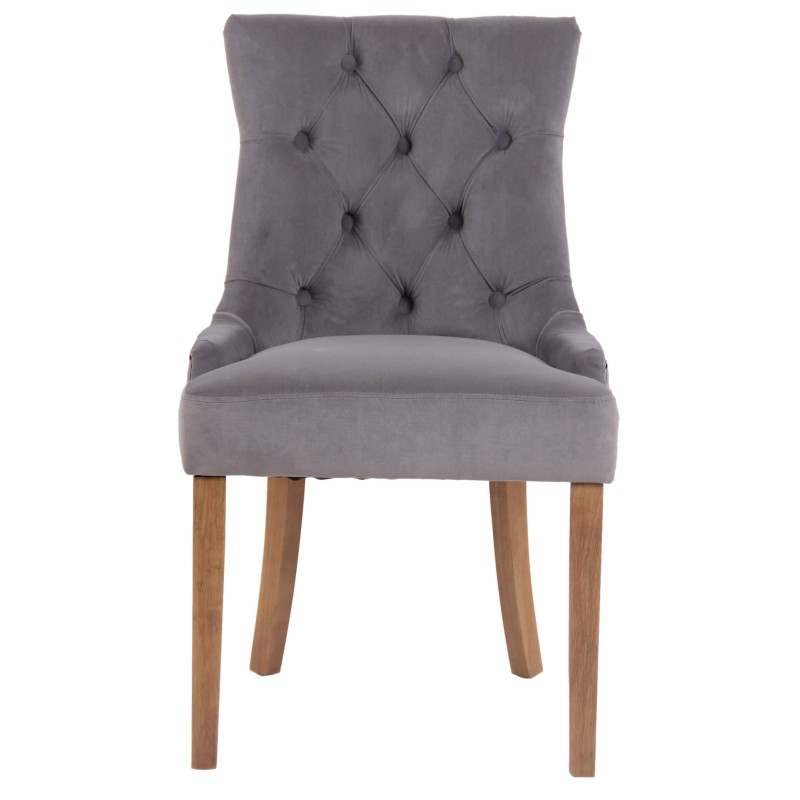 Juego de 4 sillas de comedor Aberdeen de terciopelo en gris claro antiguo