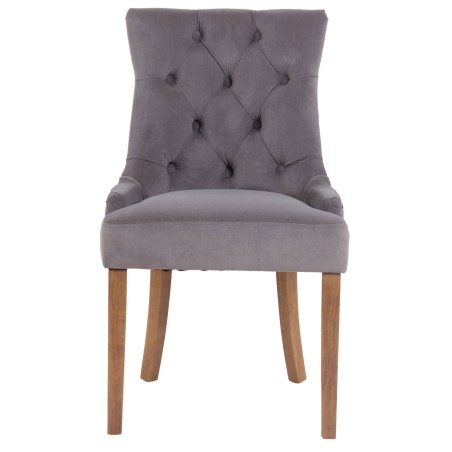 Juego de 4 sillas de comedor Aberdeen de terciopelo en gris claro antiguo