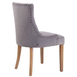 Juego de 4 sillas de comedor Aberdeen de terciopelo en gris claro antiguo