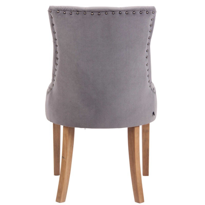 Juego de 4 sillas de comedor Aberdeen de terciopelo en gris claro antiguo