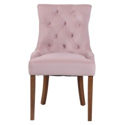 Juego de 4 sillas de comedor Aberdeen de terciopelo en rosa claro antiguo