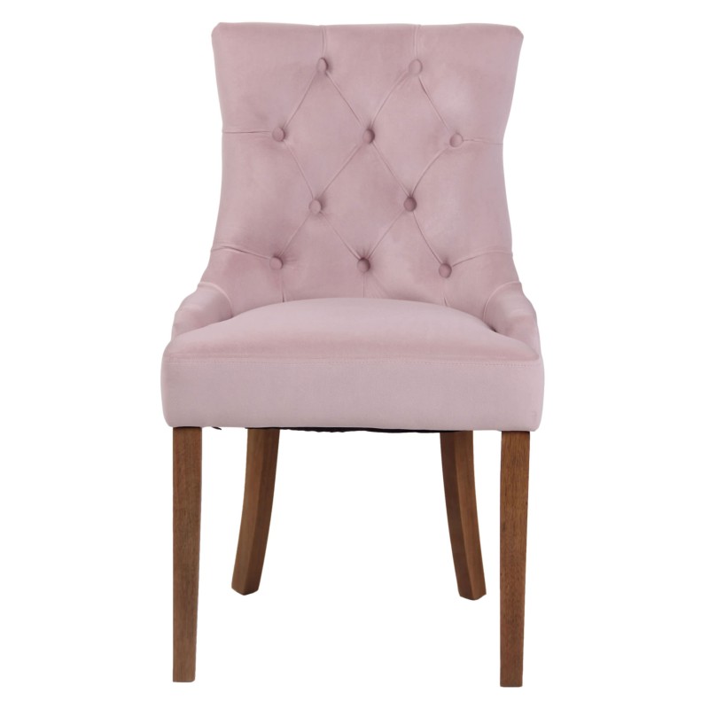 Juego de 4 sillas de comedor Aberdeen de terciopelo en rosa claro antiguo Juego de 4 sillas de comedor Aberdeen de terciopelo en rosa claro antiguo