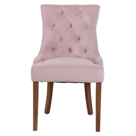 Juego de 4 sillas de comedor Aberdeen de terciopelo en rosa claro antiguo