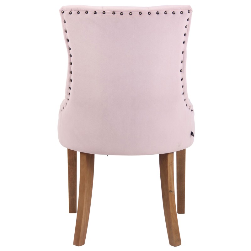 Juego de 4 sillas de comedor Aberdeen de terciopelo en rosa claro antiguo