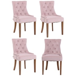 Juego de 4 sillas de comedor Aberdeen de terciopelo en rosa claro antiguo Juego de 4 sillas de comedor Aberdeen de terciopelo en rosa claro antiguo