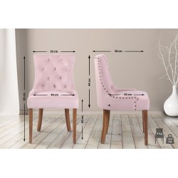 Juego de 4 sillas de comedor Aberdeen de terciopelo en rosa claro antiguo Juego de 4 sillas de comedor Aberdeen de terciopelo en rosa claro antiguo