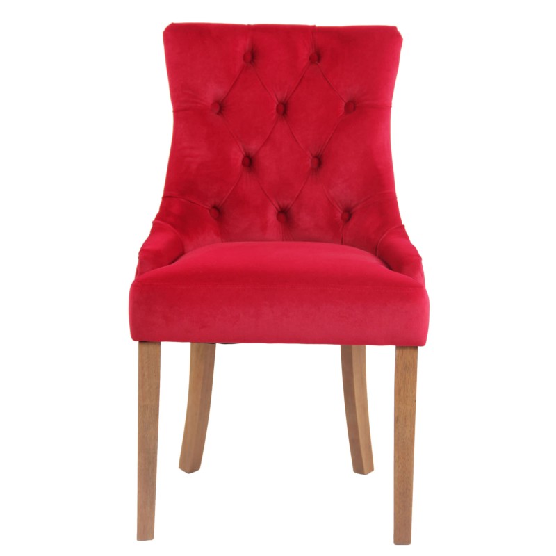 Juego de 4 sillas de comedor Aberdeen de terciopelo en rojo claro antiguo