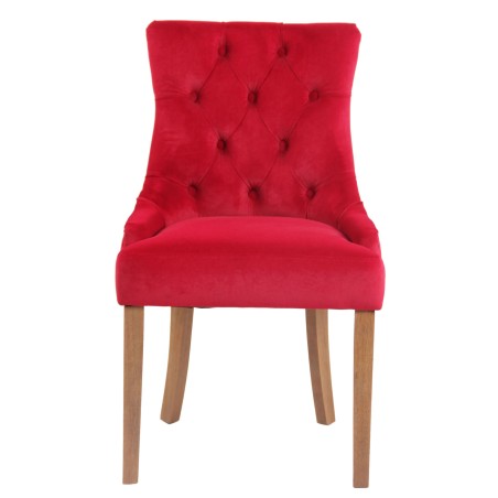 Juego de 4 sillas de comedor Aberdeen de terciopelo en rojo claro antiguo