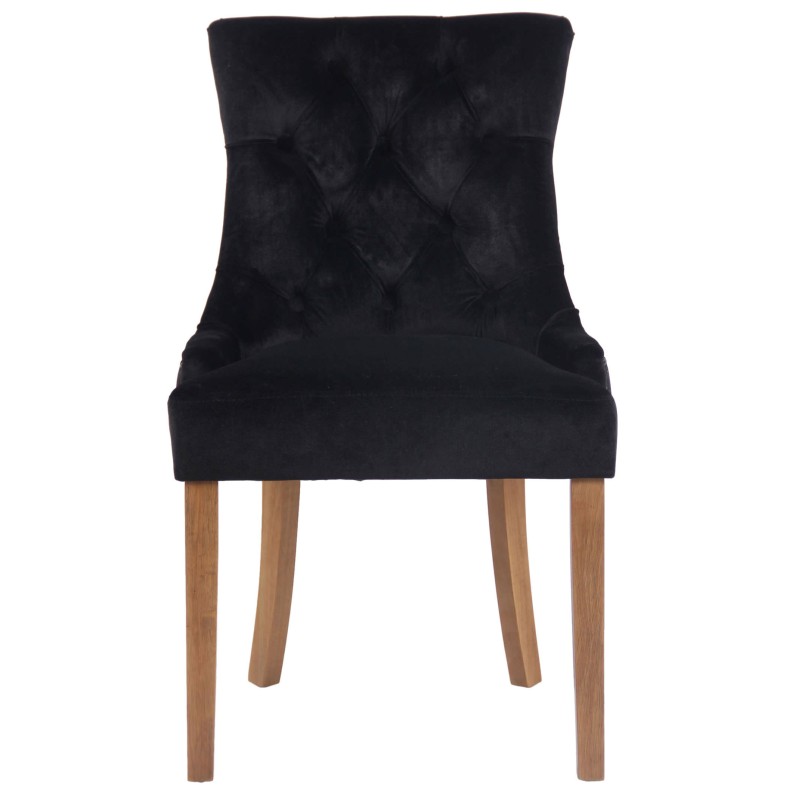 Juego de 4 sillas de comedor Aberdeen de terciopelo en negro claro antiguo