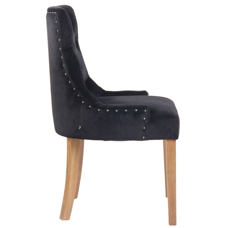 Juego de 4 sillas de comedor Aberdeen de terciopelo en negro claro antiguo