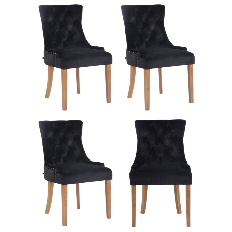 Juego de 4 sillas de comedor Aberdeen de terciopelo en negro claro antiguo