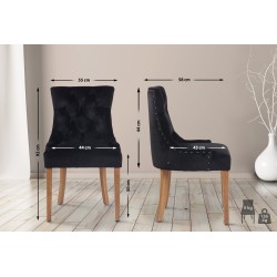 Juego de 4 sillas de comedor Aberdeen de terciopelo en negro claro antiguo