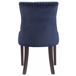 Juego de 4 sillas de comedor Aberdeen en terciopelo azul antiguo