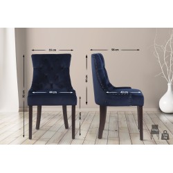Juego de 4 sillas de comedor Aberdeen en terciopelo azul antiguo