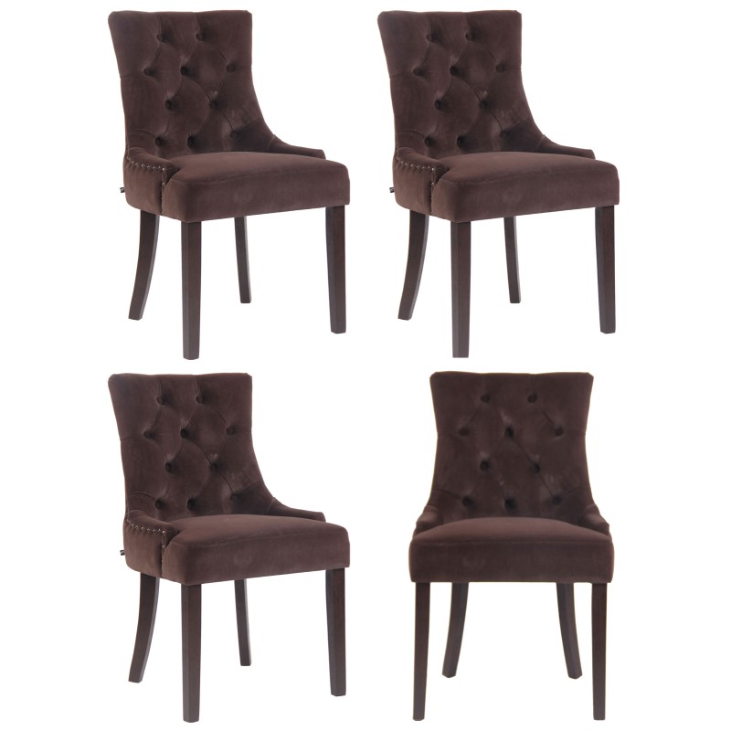 Juego de 4 sillas de comedor Aberdeen en terciopelo marrón antiguo Juego de 4 sillas de comedor Aberdeen en terciopelo marrón antiguo