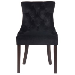 Juego de 4 sillas de comedor Aberdeen en terciopelo negro antiguo