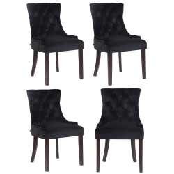 Juego de 4 sillas de comedor Aberdeen en terciopelo negro antiguo Juego de 4 sillas de comedor Aberdeen en terciopelo negro antiguo