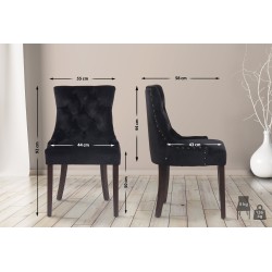 Juego de 4 sillas de comedor Aberdeen en terciopelo negro antiguo Juego de 4 sillas de comedor Aberdeen en terciopelo negro antiguo