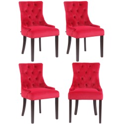 Juego de 4 sillas de comedor Aberdeen en terciopelo rojo antiguo Juego de 4 sillas de comedor Aberdeen en terciopelo rojo antiguo