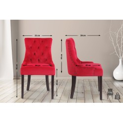 Juego de 4 sillas de comedor Aberdeen en terciopelo rojo antiguo Juego de 4 sillas de comedor Aberdeen en terciopelo rojo antiguo