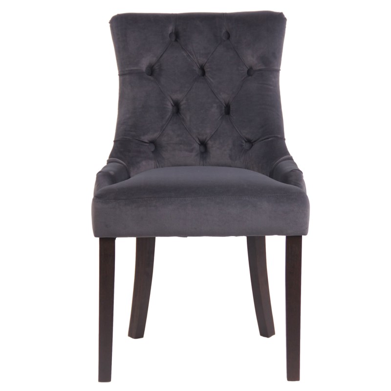 Juego de 4 sillas de comedor Aberdeen en terciopelo gris oscuro antiguo