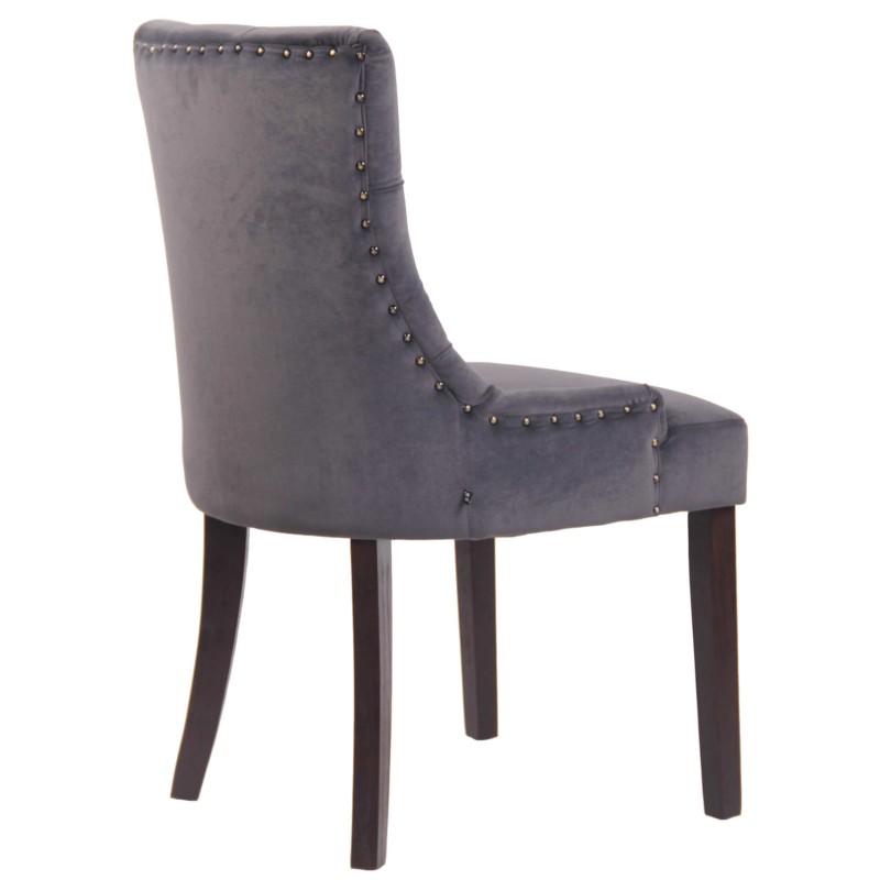 Juego de 4 sillas de comedor Aberdeen en terciopelo gris oscuro antiguo