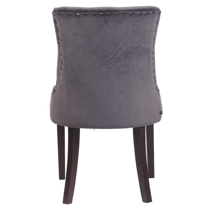 Juego de 4 sillas de comedor Aberdeen en terciopelo gris oscuro antiguo