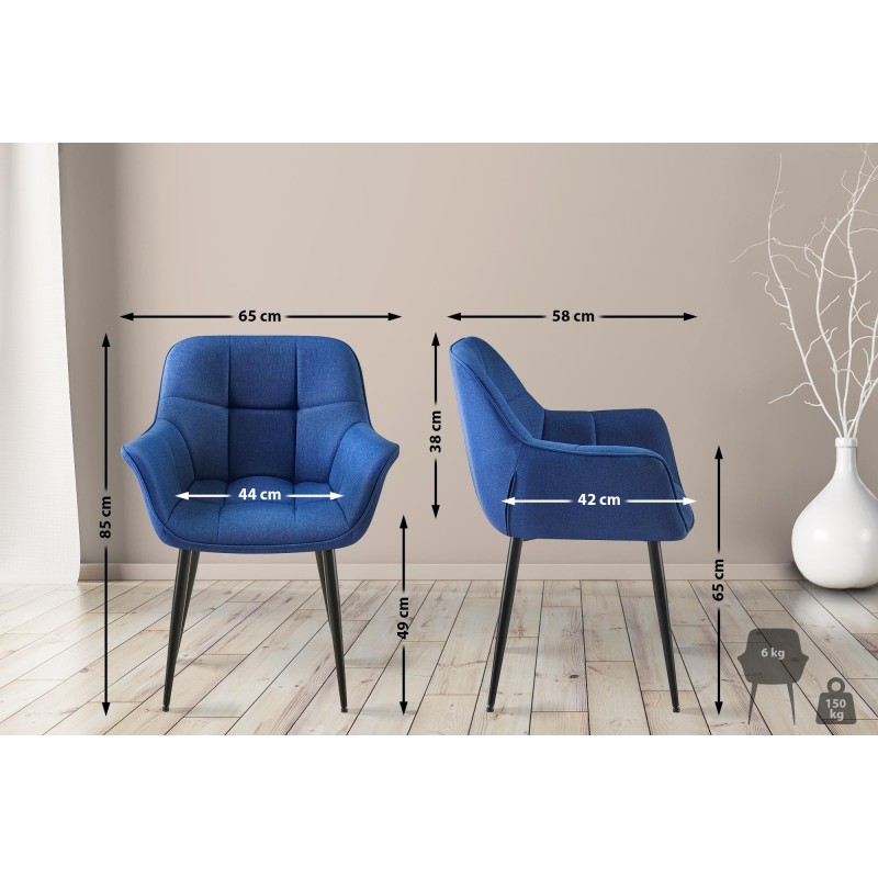 Silla de comedor Roseville en tela azul