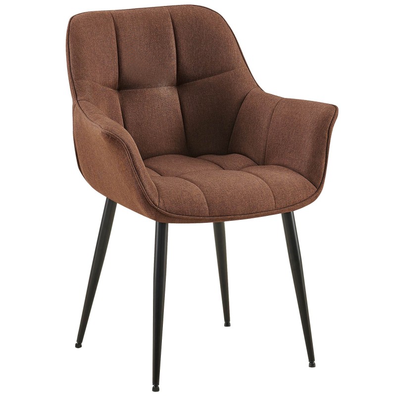 Silla de comedor Roseville en tela marrón